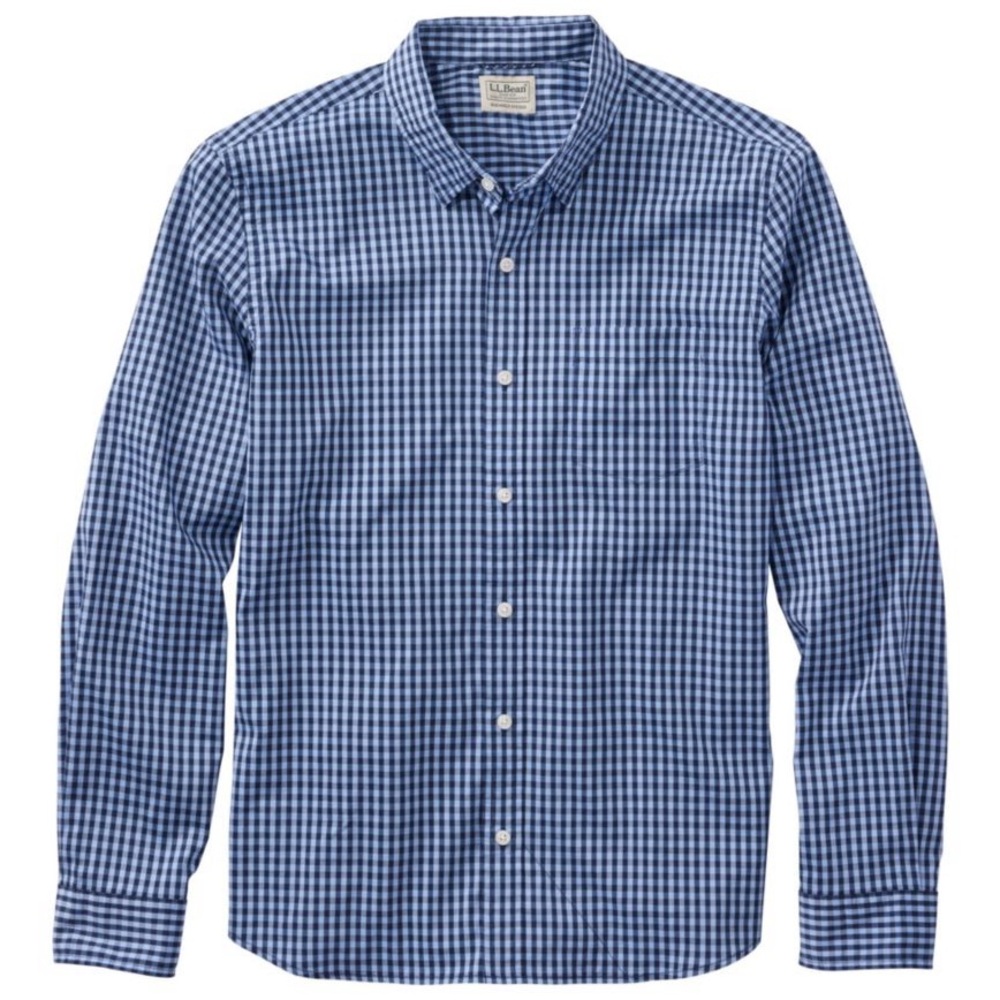L.L. Bean Navy Checkered Button Down Shirt